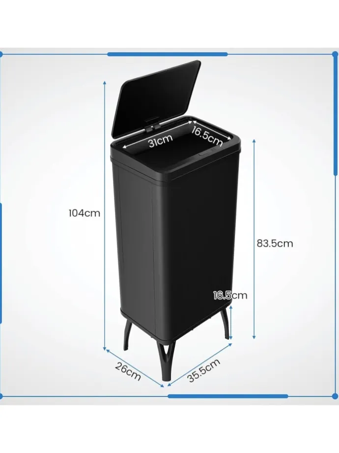 50L Mülleimer mit Sensor in Schwarz