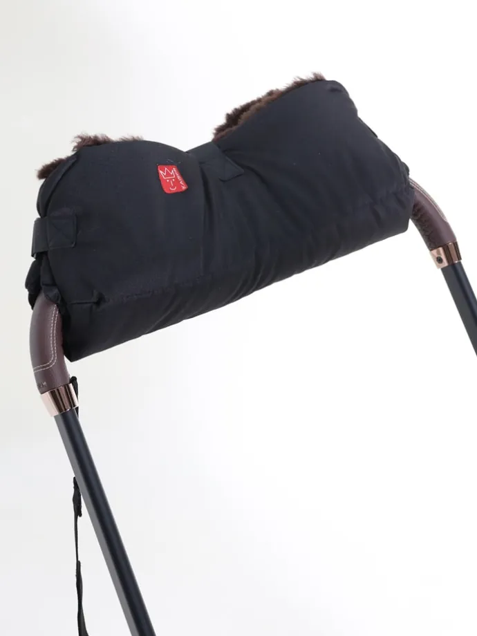 Lamfell-Handwärmer "Double" in Dunkelblau - (L)22x (B)45 cm