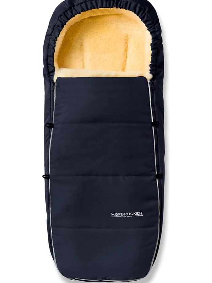 Lammfell-Fußsack "Alaska" in Dunkelblau - (L)95 x (B)35 cm
