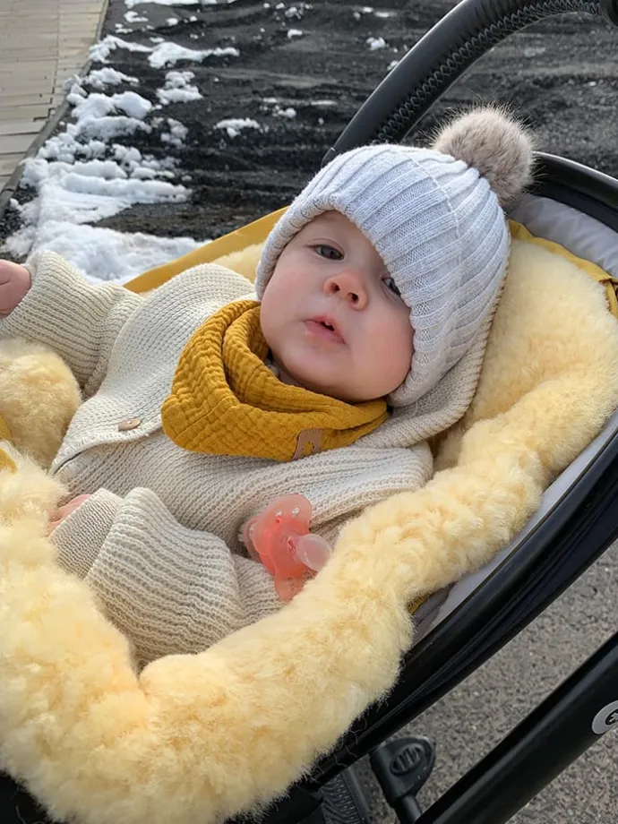 Lammfell-Fußsack "Iglu" in Anthrazit - (L)93 x (B)45 cm