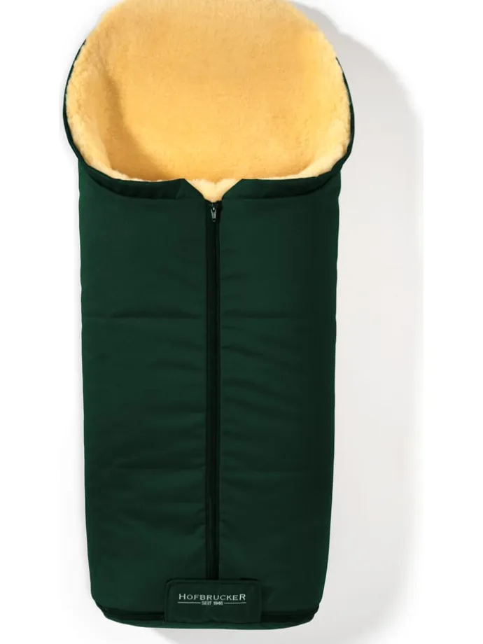 Lammfell-Fußsack "Iglu" in Dunkelgrün - (L)95 x (B)34 cm