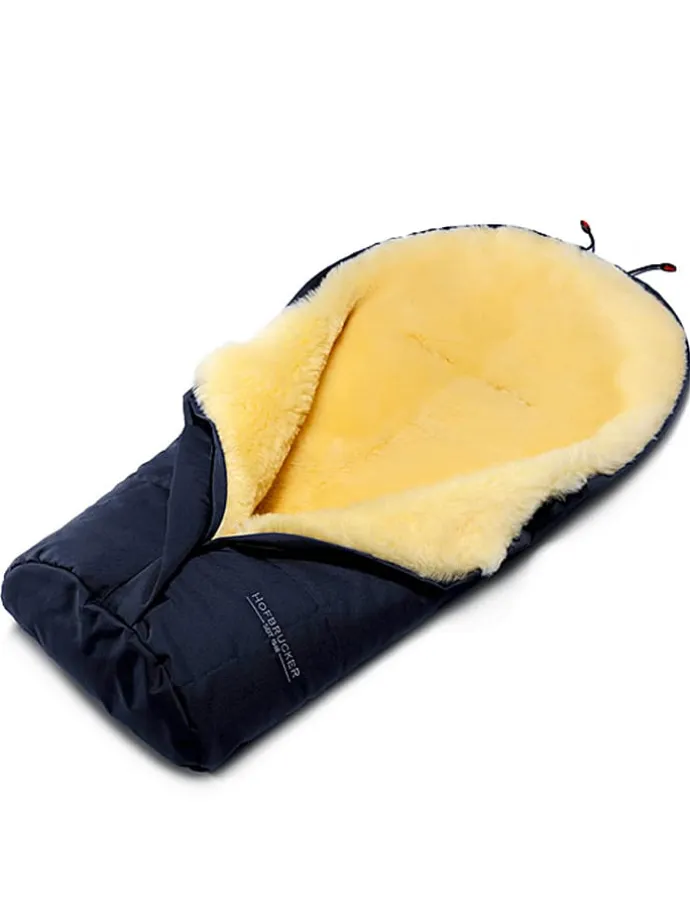 Lammfell-Fußsack in Dunkelblau - (L)80 x (B)34 cm