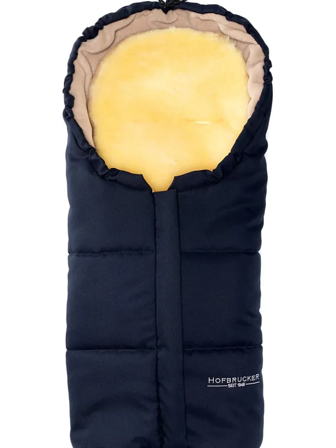 Lammfell-Fußsack "Leni" in Dunkelblau - (L)80 x (B)35 cm