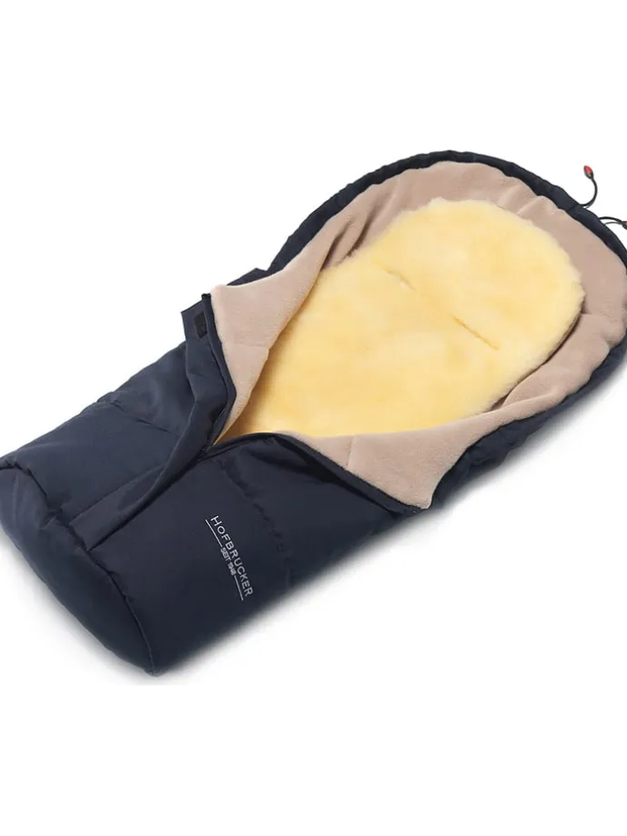 Lammfell-Fußsack "Leni" in Dunkelblau - (L)80 x (B)35 cm