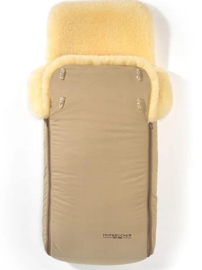 Lammfell-Fußsack "Luxus" in Beige - (L)95 x (B)34 cm