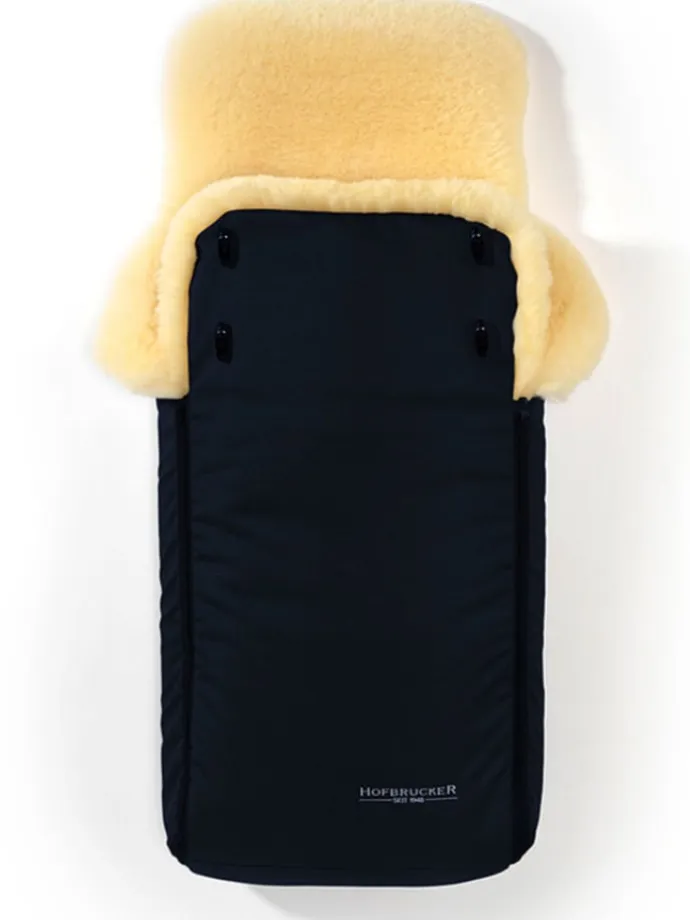Lammfell-Fußsack "Luxus" in Dunkelblau - (L)95 x (B)34 cm