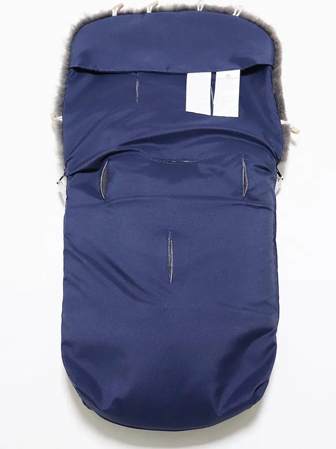 Lammfell-Fußsack "Natura Graphit" in Dunkelblau - (L)85 x (B)45 cm