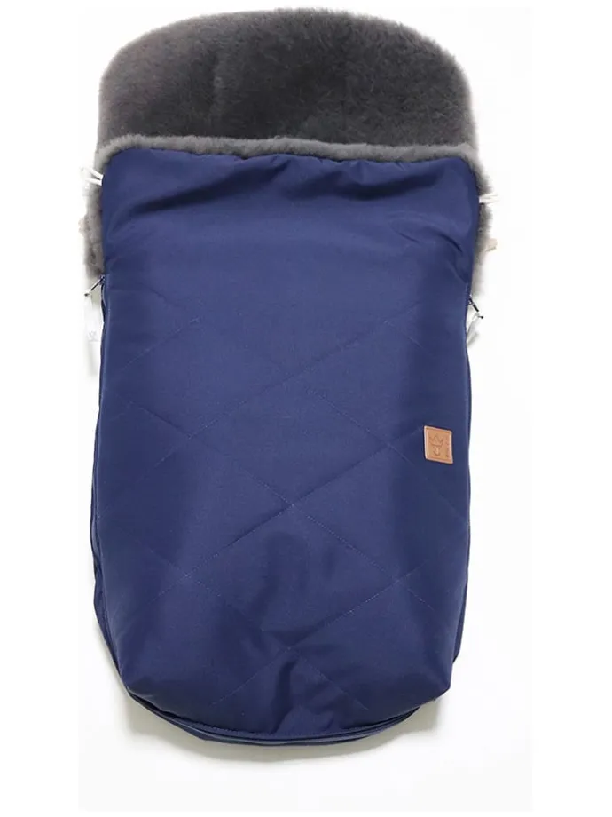 Lammfell-Fußsack "Natura Graphit" in Dunkelblau - (L)85 x (B)45 cm