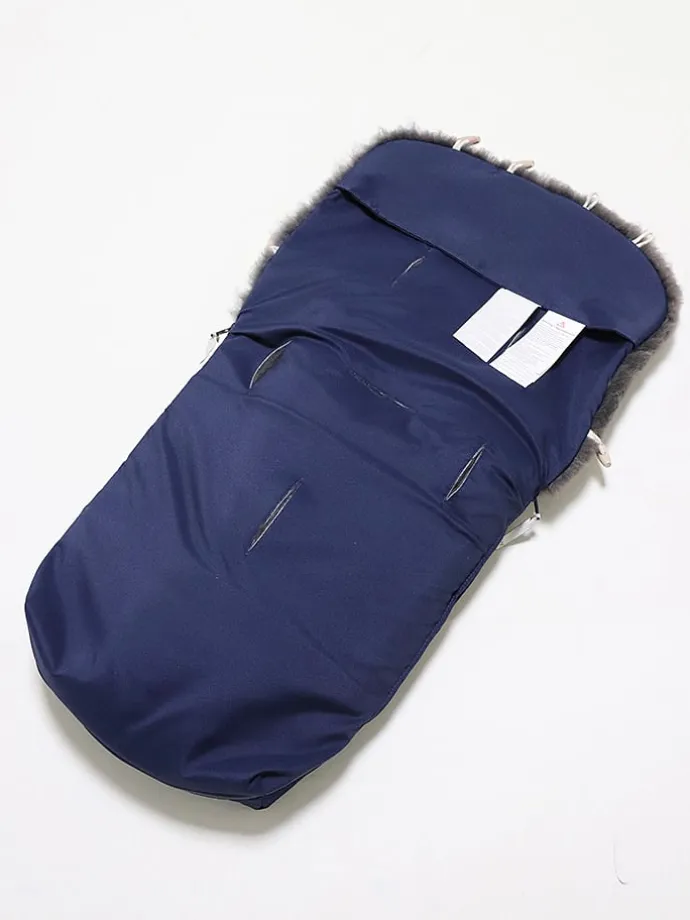 Lammfell-Fußsack "Natura Graphit" in Dunkelblau - (L)85 x (B)45 cm