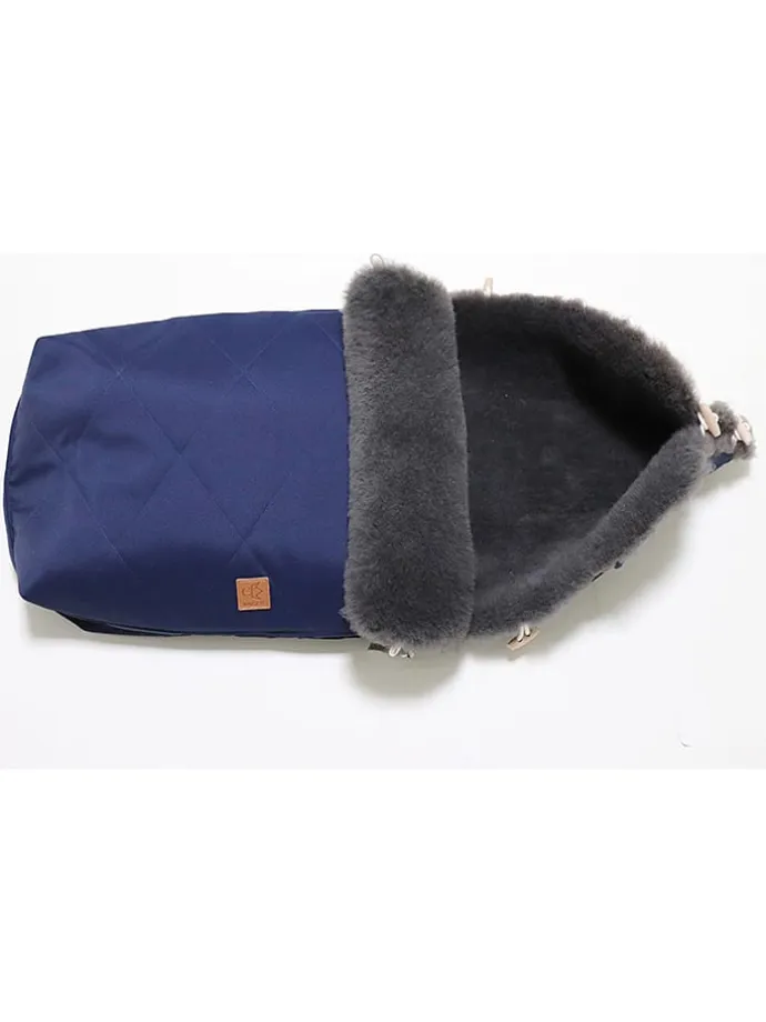 Lammfell-Fußsack "Natura Graphit" in Dunkelblau - (L)85 x (B)45 cm