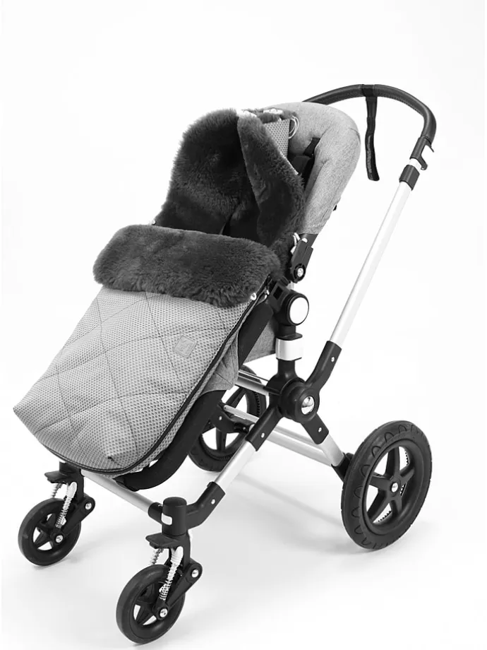 Lammfell-Fußsack "Natura Graphit" in Dunkelblau - (L)85 x (B)45 cm