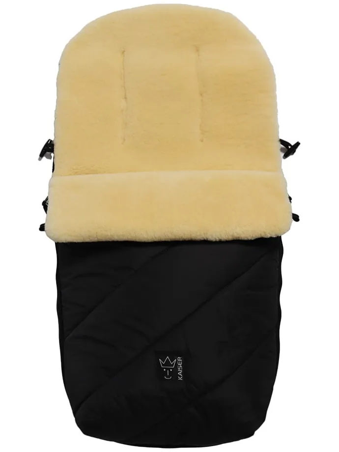 Lammfell-Fußsack "Polar" in Schwarz - (L)85 x (B)43 cm