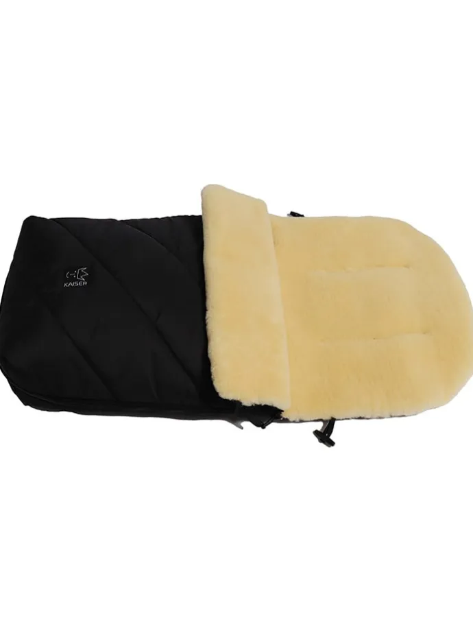 Lammfell-Fußsack "Polar" in Schwarz - (L)85 x (B)43 cm
