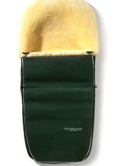 Lammfell-Fußsack "Polaris" in Dunkelgrün - (L)105 x (B)40 cm