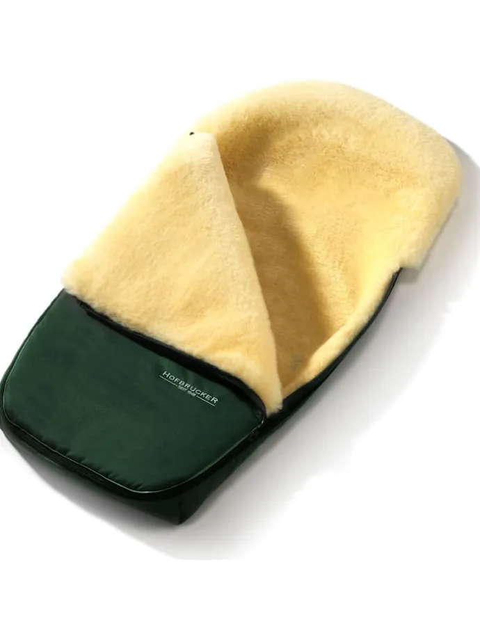 Lammfell-Fußsack "Polaris" in Dunkelgrün - (L)105 x (B)40 cm