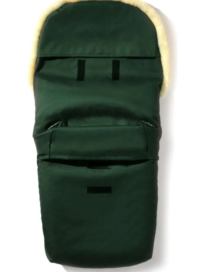 Lammfell-Fußsack "Polaris" in Dunkelgrün - (L)105 x (B)40 cm