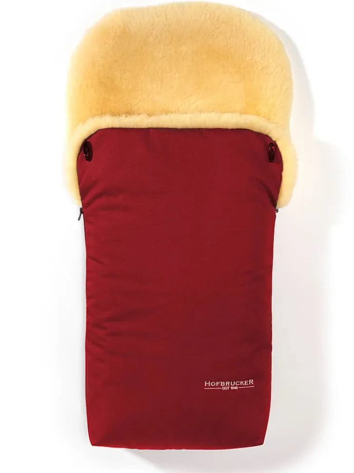 Lammfell-Fußsack "Putzi" in Rot - (L)90 x (B)35 cm