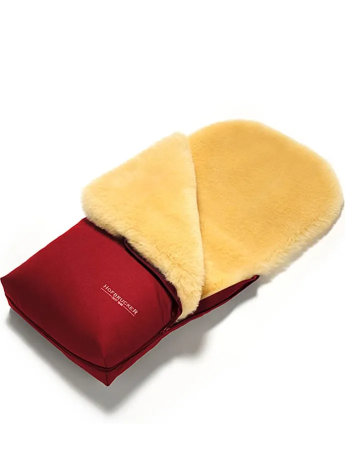 Lammfell-Fußsack "Putzi" in Rot - (L)90 x (B)35 cm