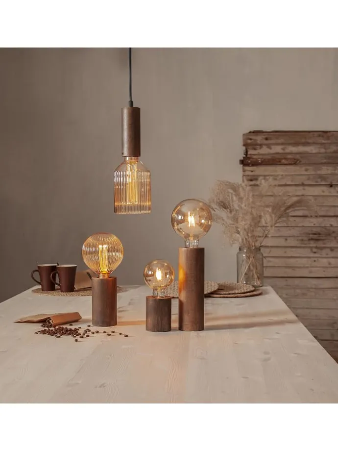 Lampenaufhängung ,Tub' aus Holz, E27 Fassung, 3,5m Kabellänge, mit Ste