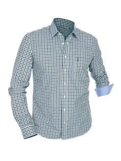 Langarmhemd LF670-CO in blau-tanne