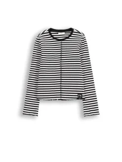 Langarm-Rippstrick-T-Shirt in bunt