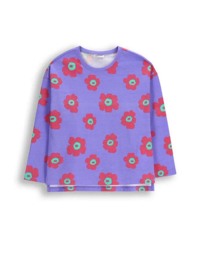 Langarmshirt aus Baumwolle in violett