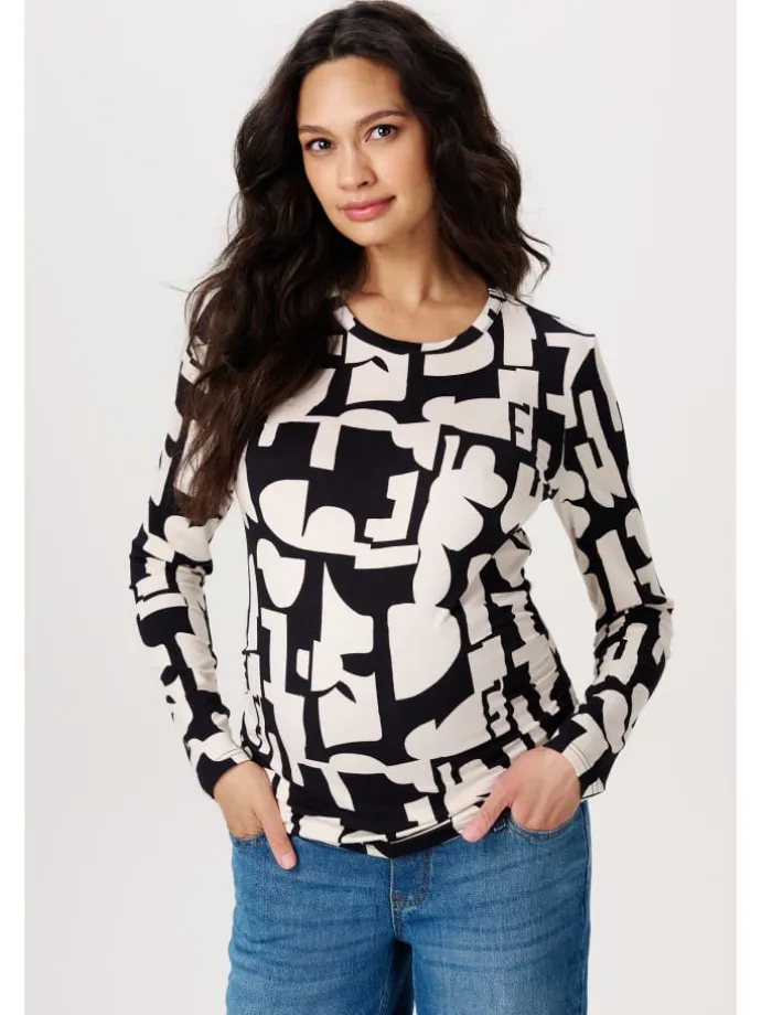 Langarmshirt Eura in Monochrome All Over Print