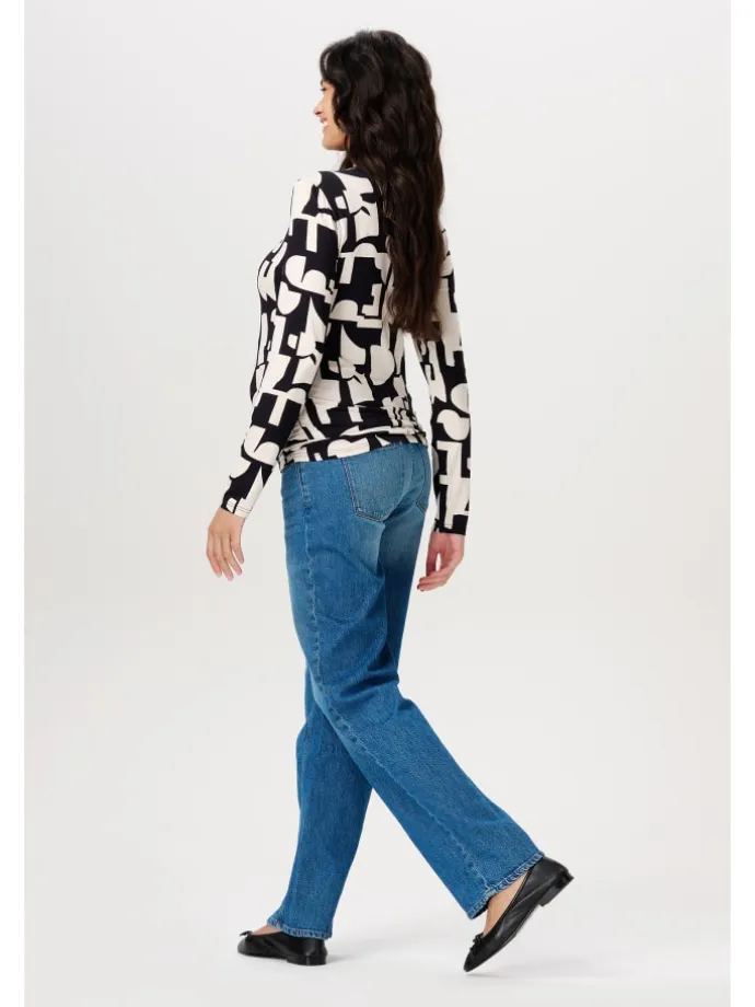 Langarmshirt Eura in Monochrome All Over Print