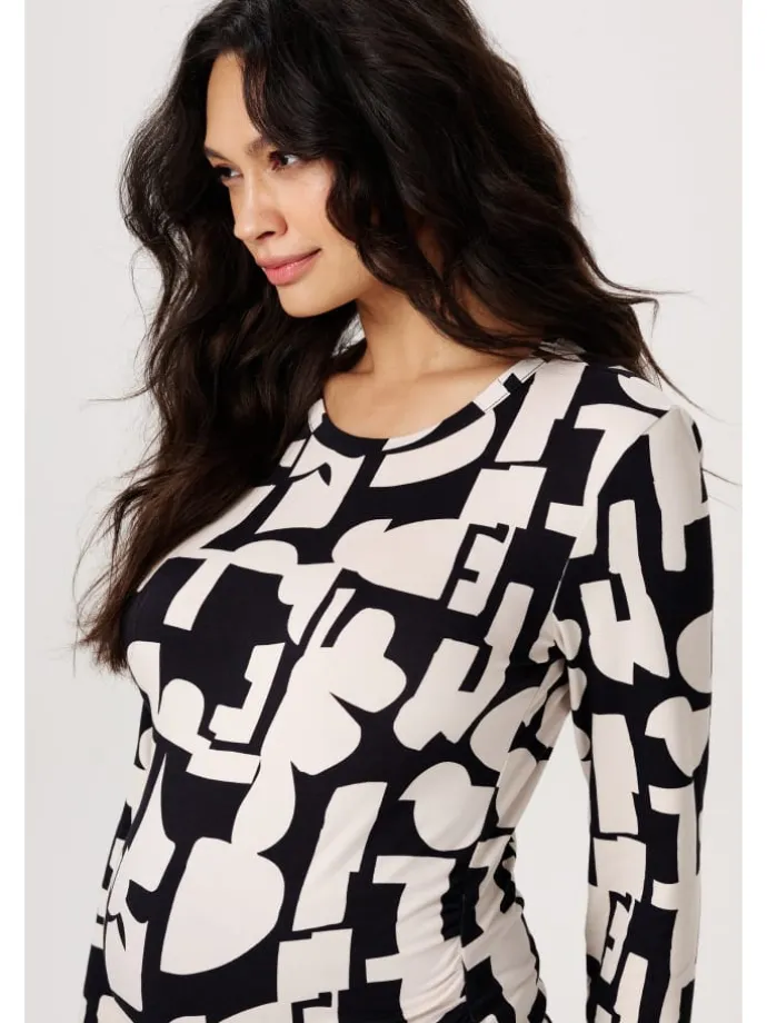 Langarmshirt Eura in Monochrome All Over Print