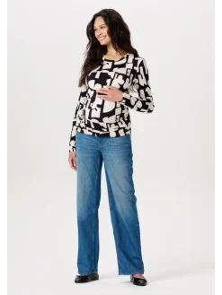 Langarmshirt Eura in Monochrome All Over Print