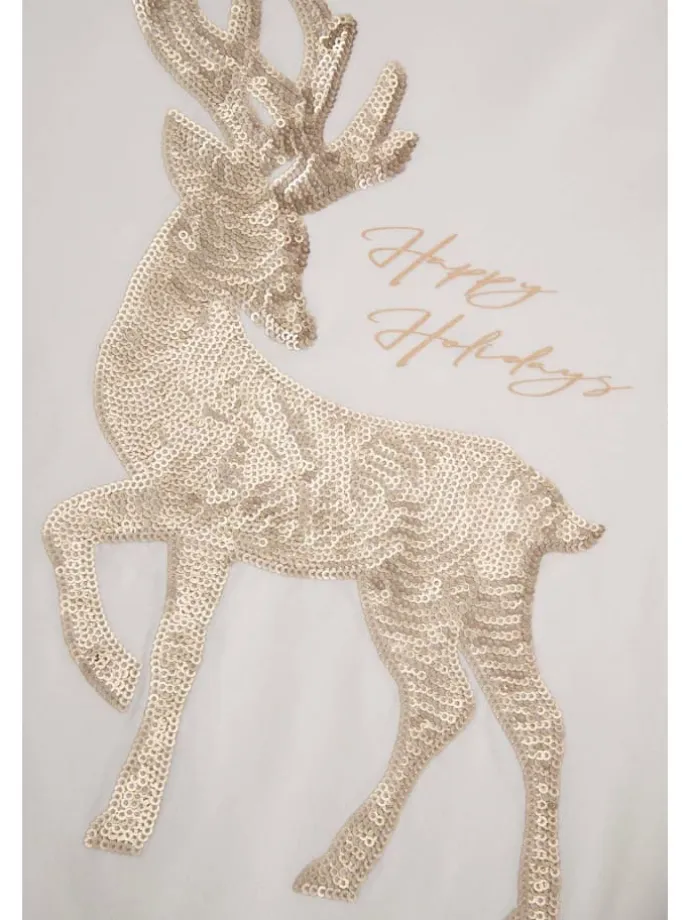 Langarmshirt weihnachten in ecru