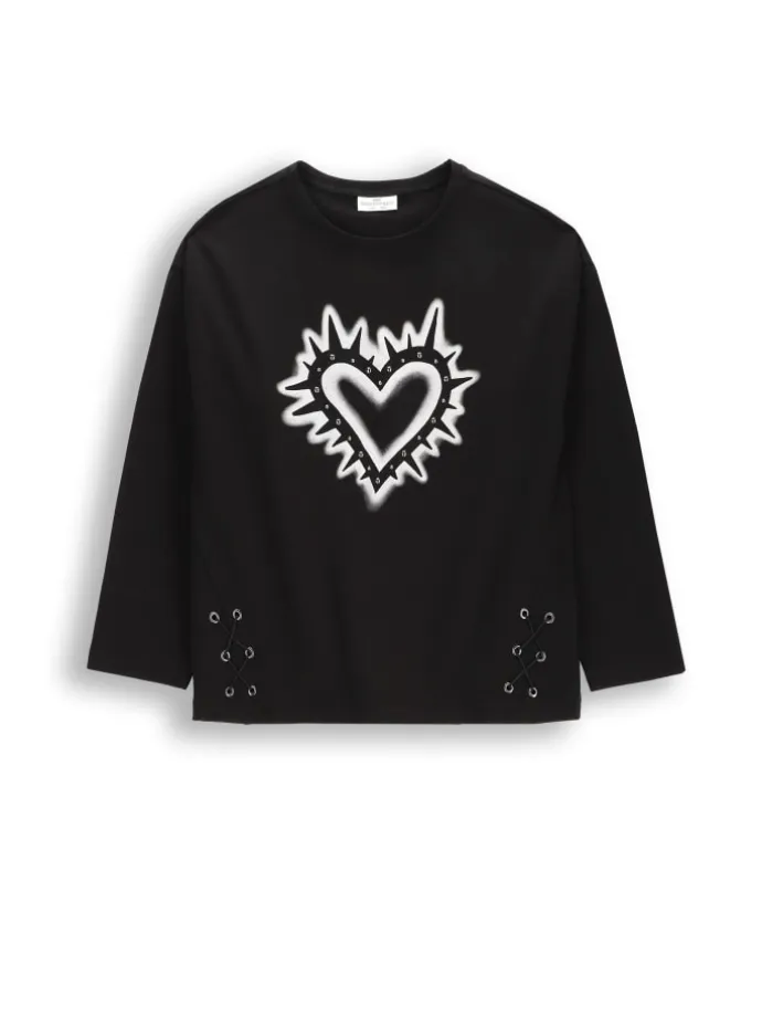 Langarm-T-Shirt in schwarz