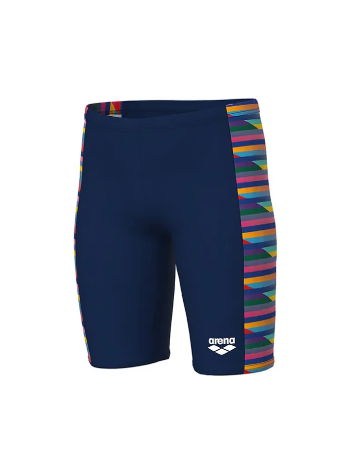 Lange Badehose in Dunkelblau/ Bunt
