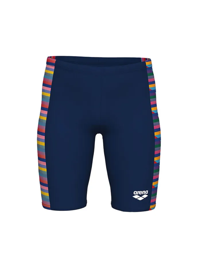 Lange Badehose in Dunkelblau/ Bunt