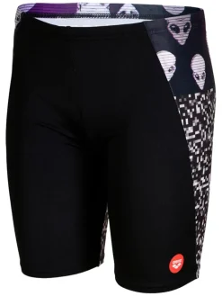 Lange Badehose in Schwarz/ Lila