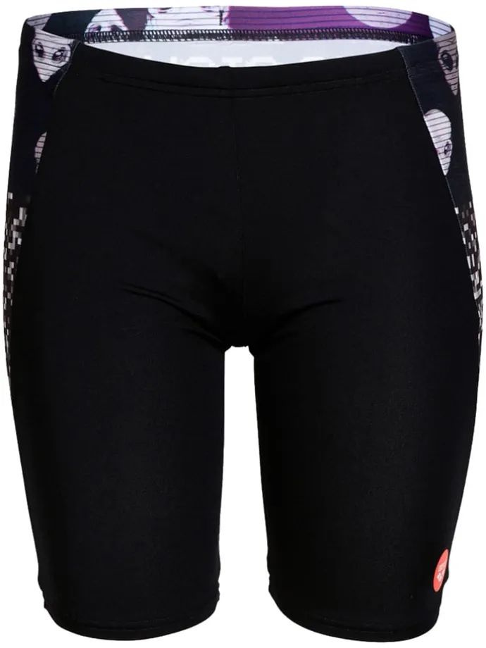 Lange Badehose in Schwarz/ Lila