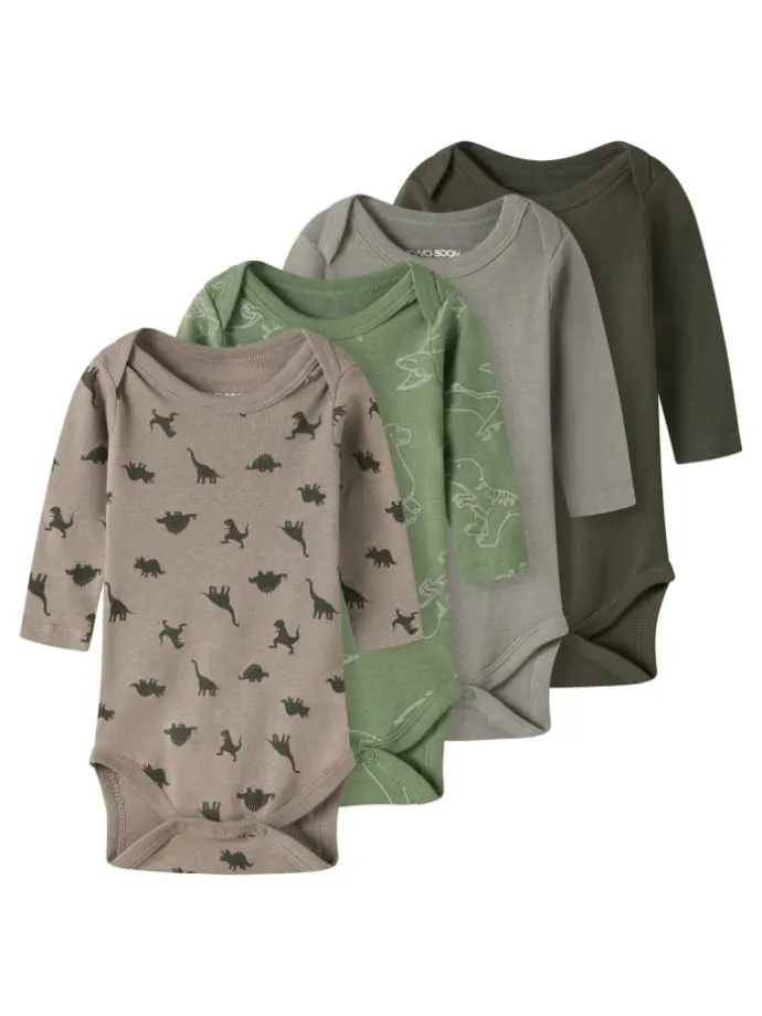 Langärmeliger Body in Olive Night