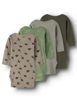 Langärmeliger Body in Olive Night