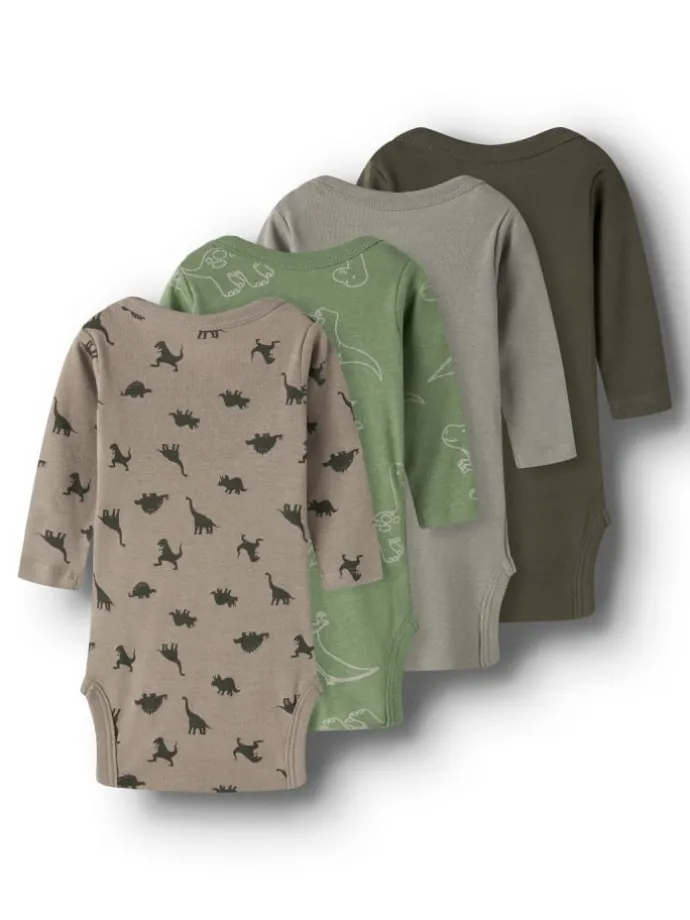 Langärmeliger Body in Olive Night