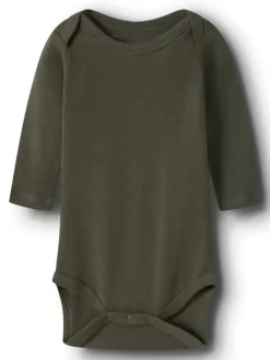 Langärmeliger Body in Olive Night