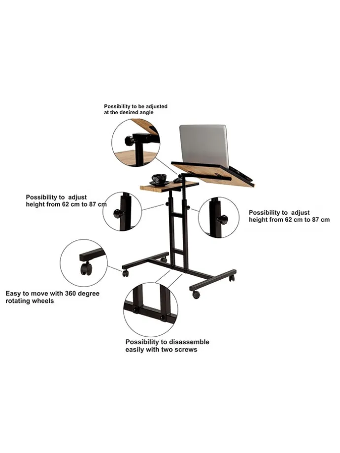 Laptoptisch "Glen" in Schwarz/ Natur - (B)67 x (H)87 x (T)45,5 cm