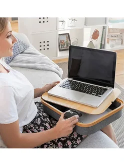 Laptoptisch in Hellbraun/ Grau - (B)40,5 x (H)33 x (T)7 cm