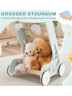 Lauflernwagen Holz Höhenverstellbar mit Aktivitätszentrum in Grün
