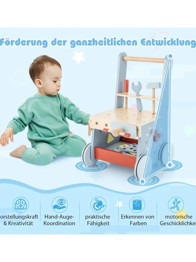 Lauflernwagen Holz in Blau