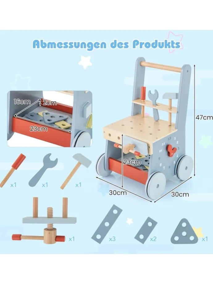 Lauflernwagen Holz in Blau