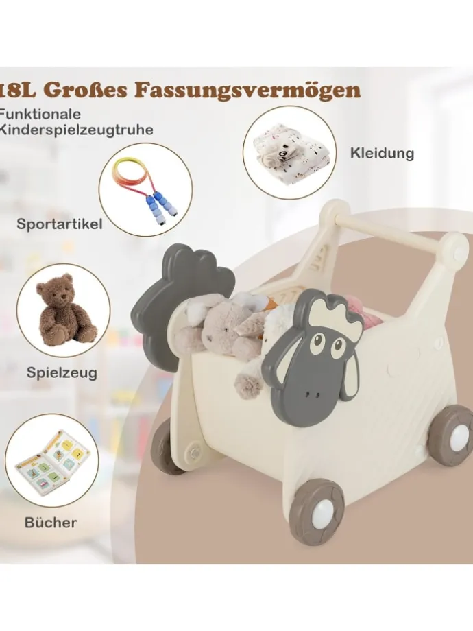 Lauflernwagen mit 18 L Stauraum in Beige