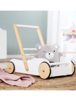 Lauflernwagen 'Scarlett' - Kinderwagen für Puppen - mit rosa Textilien - Weiß