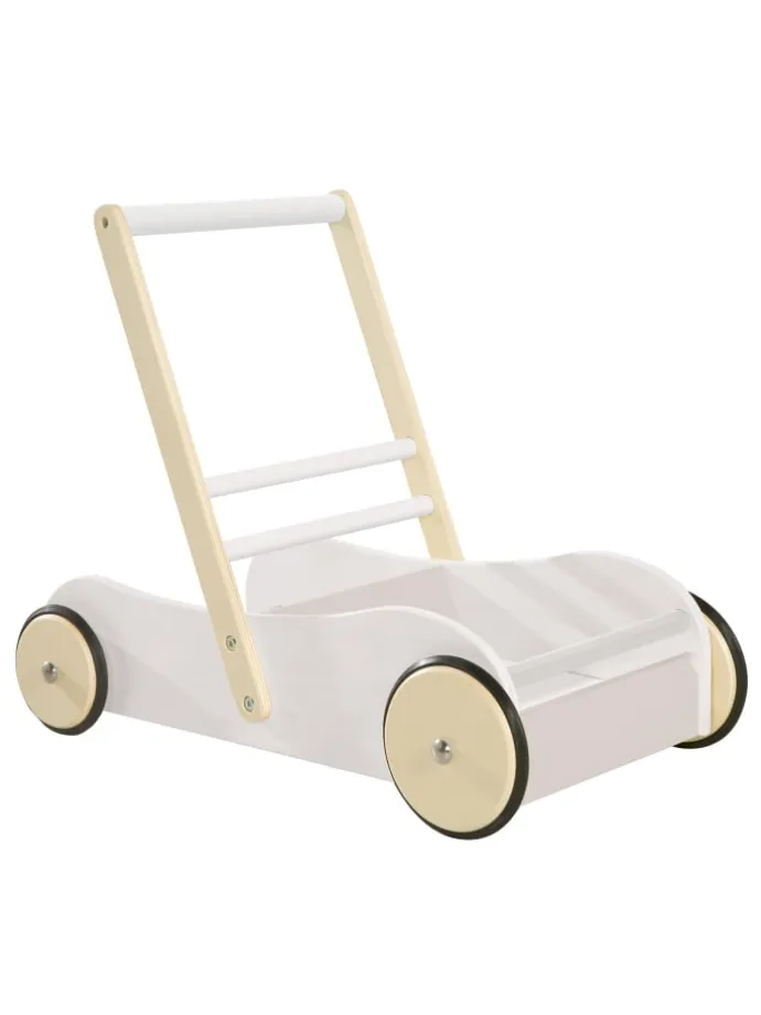 Lauflernwagen 'Scarlett' - Kinderwagen für Puppen - mit rosa Textilien - Weiß
