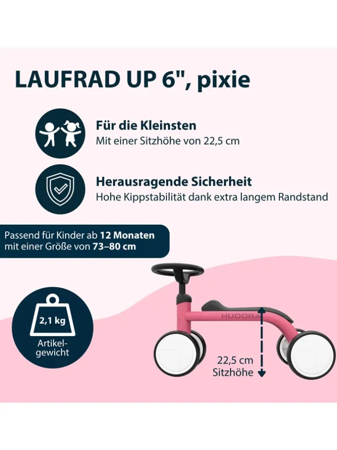 Laufrad "Up 6" in Pink - ab 12 Monaten