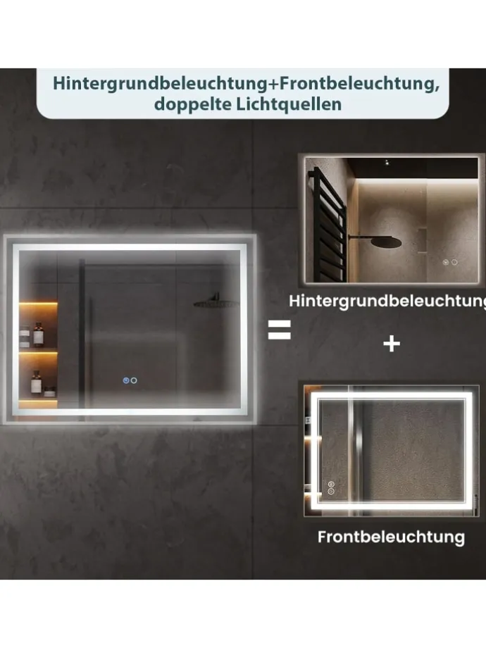 LED Badspiegel mit Beleuchtung in Silber